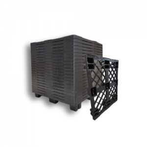 Single-use pallet.                                  Environmentally friendly recycled PP.                                Load capacity 2 tons fixed and 1 ton movement.